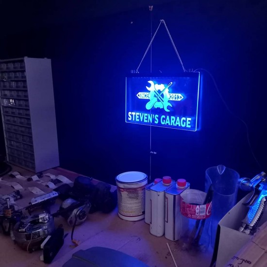 Insegna al neon per officina meccanica. Insegna luminosa per autolavaggio. Decorazione murale a LED per detailing auto, garage, car wrapping, cerchi e pneumatici. - Italia