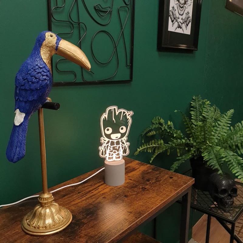 Lampe déco GROOT en Plexiglas avec socle LED en béton