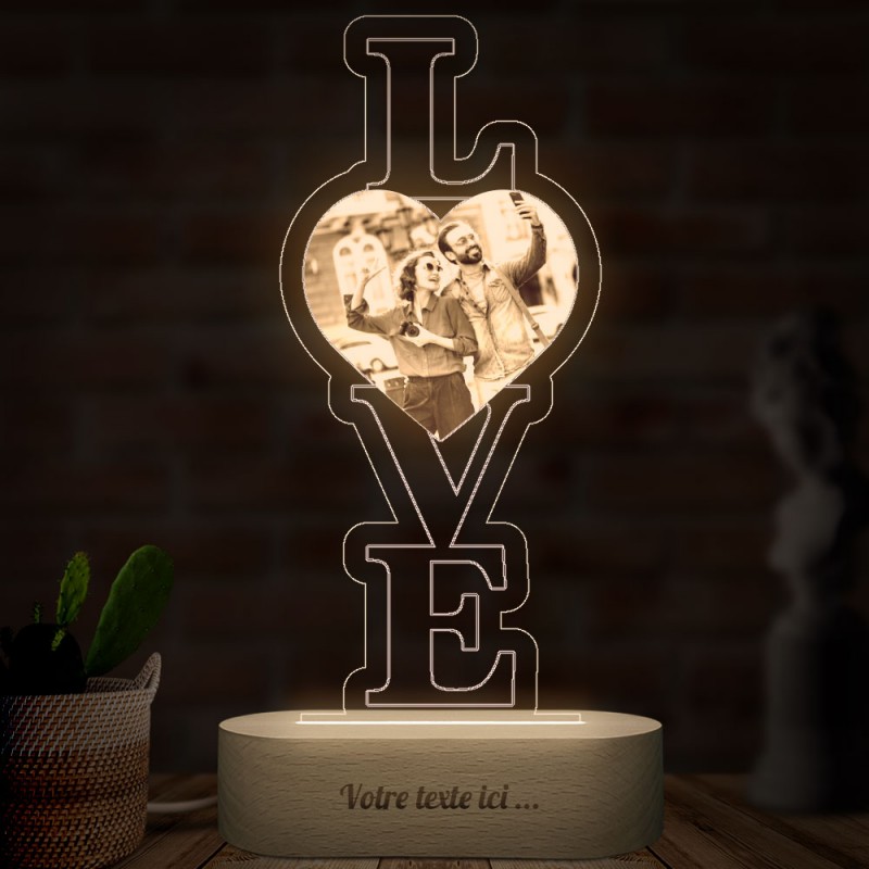 Lampada a Forma di Cuore con Foto - Regalo Personalizzato